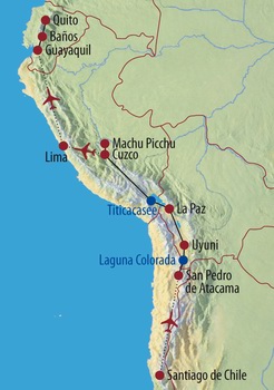 Sdamerika, Chile – Bolivien – Peru – Ecuador: Hhepunkte der Andenstaaten - Karte