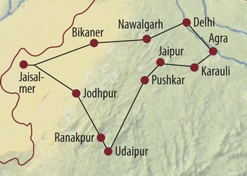 Sdliches Asien, Indien: Zauberhaftes Rajasthan - Karte