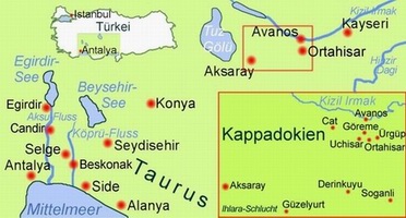 Vorderasien - Trkei: Kappadokien und Taurusgebirge - Karte