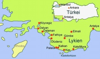 Vorderasien - Trkei: Lykien - Wandern und Entspannen im Gebirge und am Meer - Karte
