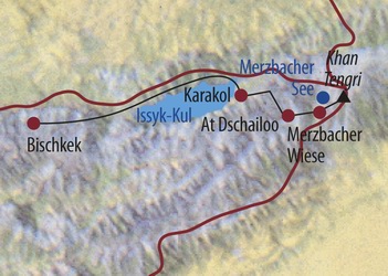 Kirgistan: Auf Merzbachers Spuren im Himmelsgebirge - Trekking - Karte