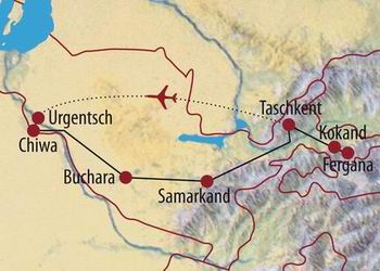 Zentralasien, Usbekistan: Morgenland aus „Tausendundeiner Nacht“ - Karte